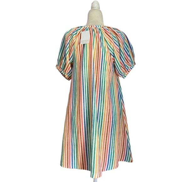 Smith & Quinn NWT Striped Dress Multicolor Stripe Puff Short Sleeve Button Front - Picture 7 of 14